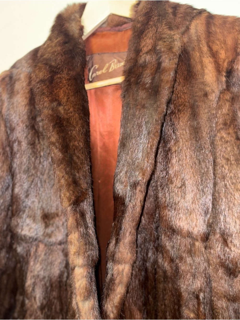 Vintage Mink Fur Coat Real Fur Brown Carol Brent 60s Mid Length Classic Coat - Picture 10 of 16